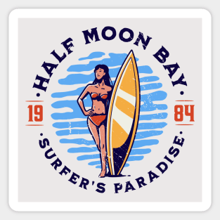 Vintage Half Moon Bay, California Surfer's Paradise // Retro Surfing 1980s Badge B Sticker